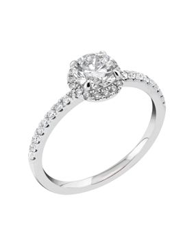 Midem Paris halo-diamantring 1,00ct vitguld