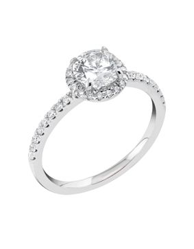 Midem Paris halo-diamantring 1,25ct vitguld