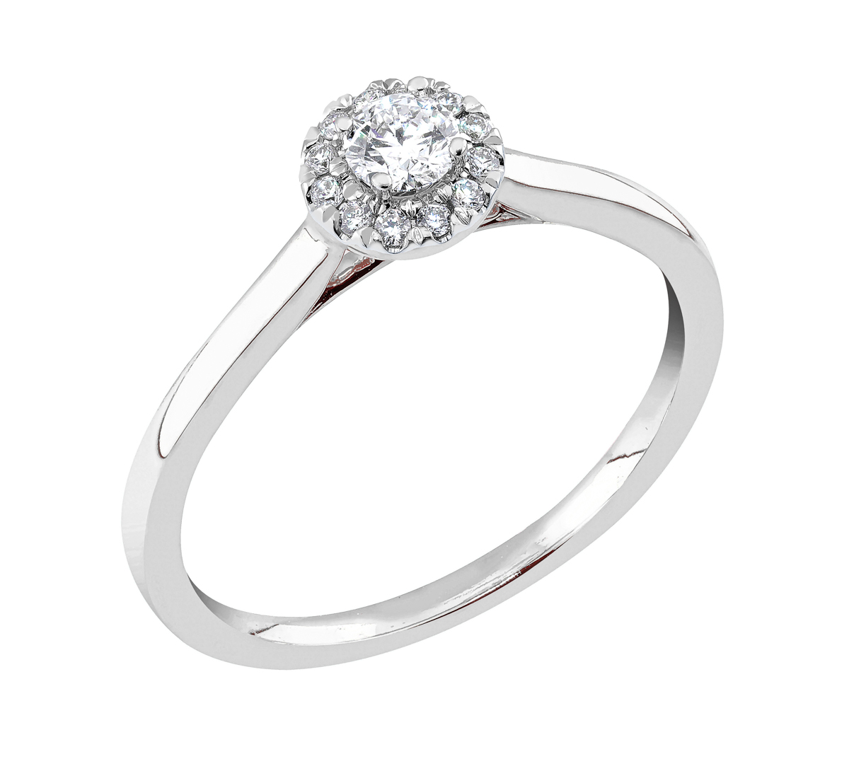 Midem Rome halo-diamantring 0,25ct vitguld