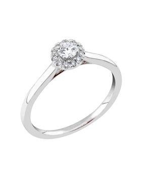Midem Rome halo-diamantring 0,25ct vitguld