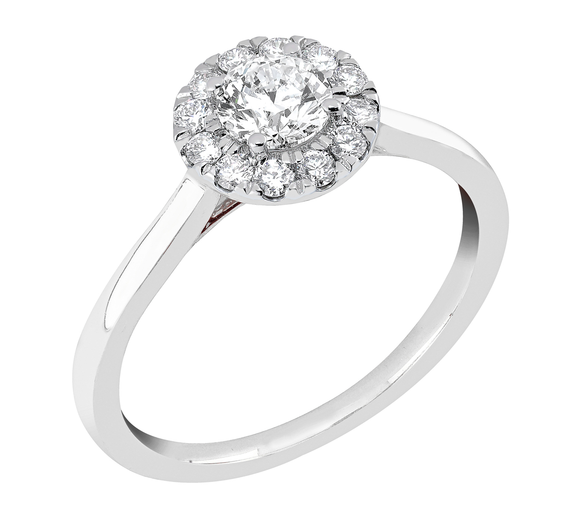 Midem Rome halo-diamantring 0,75ct vitguld