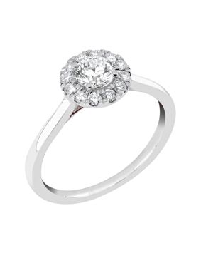 Midem Rome halo-diamantring 0,75ct vitguld