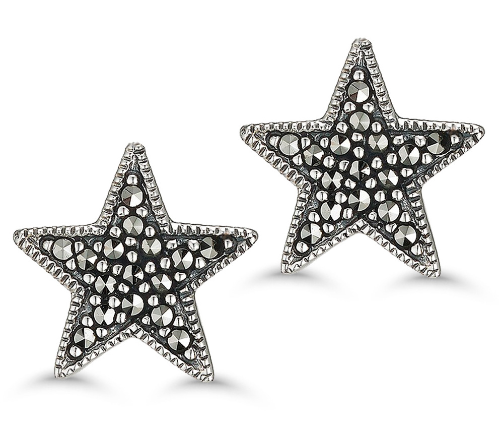 Silverörhängen stjärna markasit WE-23820