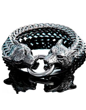 Northern Viking Jewelry NVJRA007 armband Steel Wolf Head