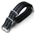 Tiera james Bond ZULU-armband - borstat silver spänne och ringar 26 mm