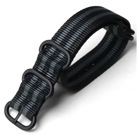 Tiera james Bond ZULU-armband - Svart PVD spänne och ringar 26 mm