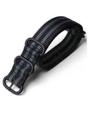 Tiera james Bond ZULU-armband - Svart PVD spänne och ringar