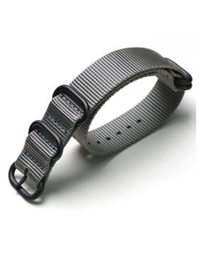 Tiera grått ZULU-armband - Svart PVD spänne och ringar