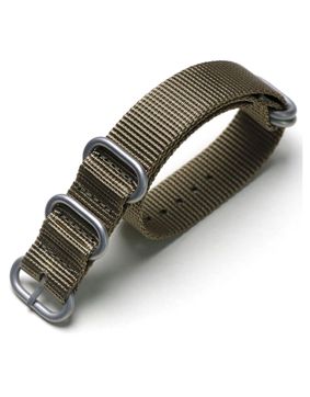 Tiera khaki ZULU-armband - borstat silver spänne och ringar