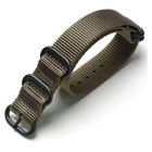 Tiera khaki ZULU-armband - Svart PVD spänne och ringar 24 mm