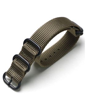 Tiera khaki ZULU-armband - Svart PVD spänne och ringar