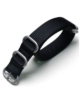 Tiera svart ZULU-armband - borstat silver spänne och ringar