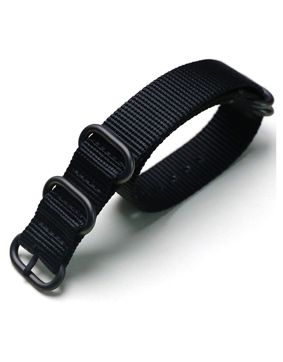Tiera svart ZULU-armband - Svart PVD spänne och ringar
