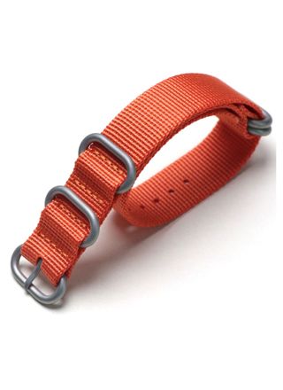 Tiera orange ZULU-armband - borstat silver spänne och ringar