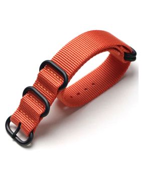 Tiera orange ZULU-armband - Svart PVD spänne och ringar