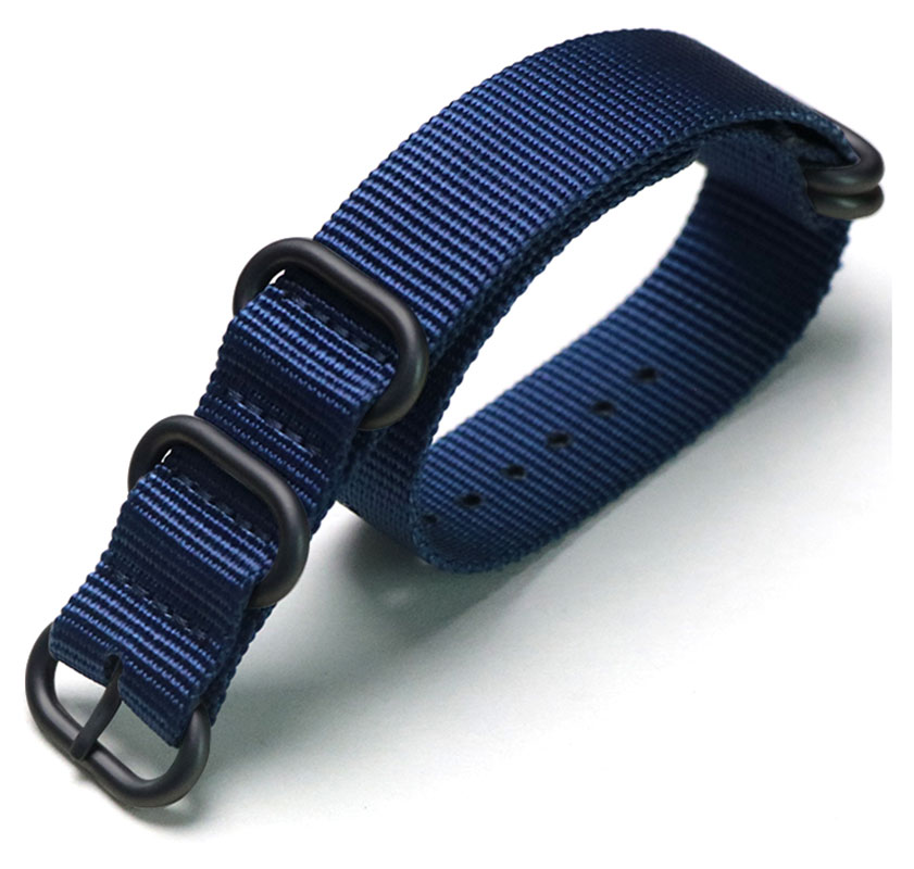 Tiera blått ZULU-armband - Svart PVD spänne och ringar