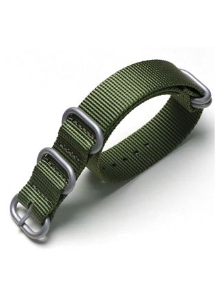 Tiera grönt ZULU-armband - borstat silver spänne och ringar